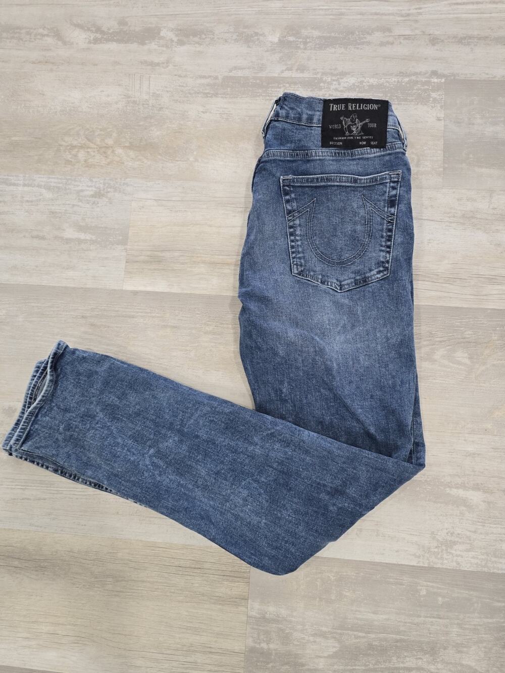 True Religion Rocco Relaxed Skinny Jeans Mens Size 32 Medium Wash No Pocket Flap
